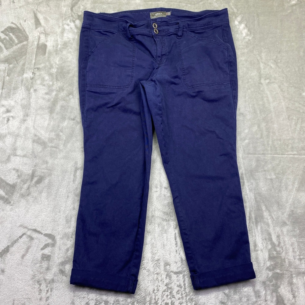 Torrid Navy Blue Twill Cropped Cargo Pants Womens Size 16 Fits 38" Grunge Preppy